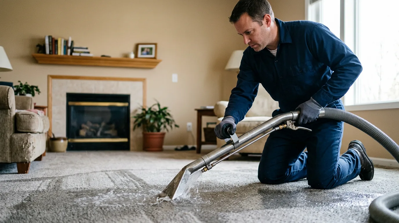 Water damage restoration technician working near Indianola, WA